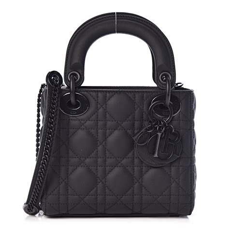 Mini Lady Dior Bag Black Ultramatte Cannage Calfskin 